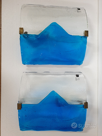 Applique in vetro di Murano blu di Mazzega, Italia