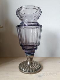 Raro Vaso Art Decò in cristallo viola e argento 