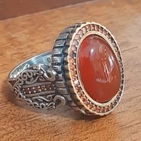 anello uomo solitario argento 925 corniola etnico