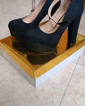 scarpe nere con zeppa da donna nr.38