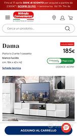 Mobile porta tv bianco lucido