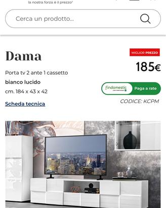 Mobile porta tv bianco lucido