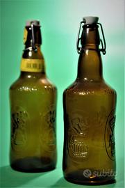DueBottiglieVetroVuoteVINTAGE-birra"FISHER"