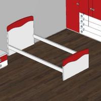 Letto singolo bianco e rosso