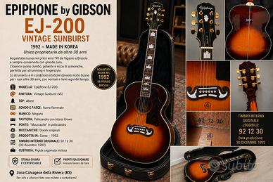 Epiphone by Gibson EJ-200 Vintage Sunburst – Korea