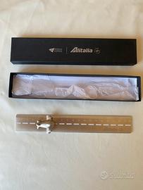 Righello in metallo Alitalia Etihad con aereo