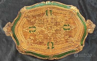 Vassoio decorativo vintage legno laccato - Barocco