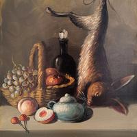 Dipinto olio su tela, d'epoca, natura morta