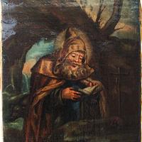 Antico dipinto San Antonio Abate fine XVIII secolo