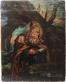 Antico dipinto San Antonio Abate fine XVIII secolo