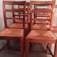 6 Sedie Rustiche Legno Massello con Seduta paglia