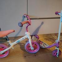 Bici bambina senza pedali e monopattino