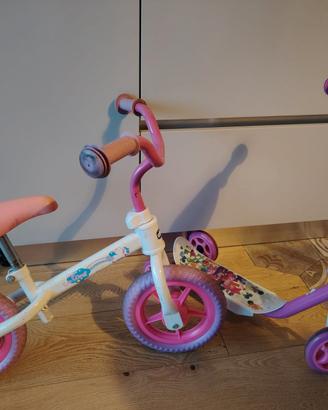Bici bambina senza pedali e monopattino