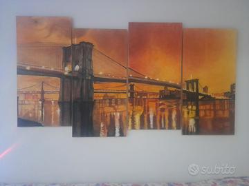 Quadro di 4 pannelli in legno dipinto a mano