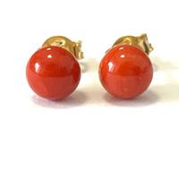 Orecchini oro giallo 18 carati corallo rosso 1,4 g