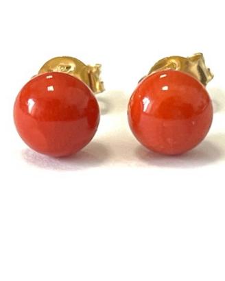 Orecchini oro giallo 18 carati corallo rosso 1,4 g