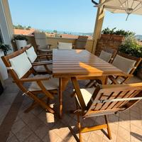 Tavolo allungabile+6 sedie pieghevoli+2sed.sdraio