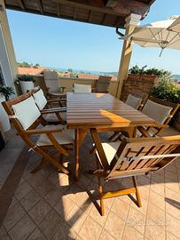 Tavolo allungabile+6 sedie pieghevoli+2sed.sdraio