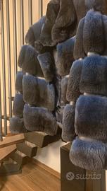 Giacca pelliccia cincilla blu