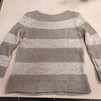 Maglione donna a fasce marroni con pajette. Tagl.S