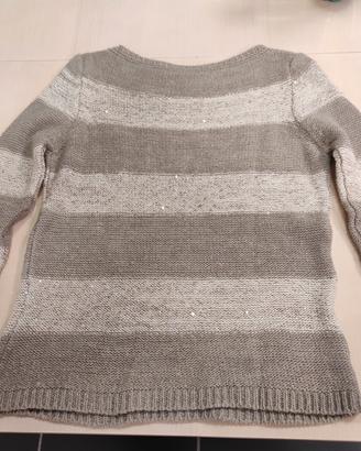 Maglione donna a fasce marroni con pajette. Tagl.S
