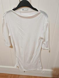 zara bluse bianca/ maglia maniche3/4/ maglia donna