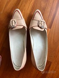 Tod’s scarpe rosa canre in pelle con tacco