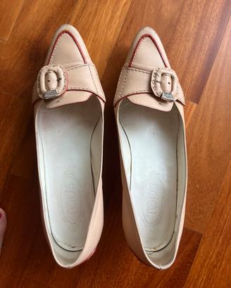 Tod’s scarpe rosa canre in pelle con tacco