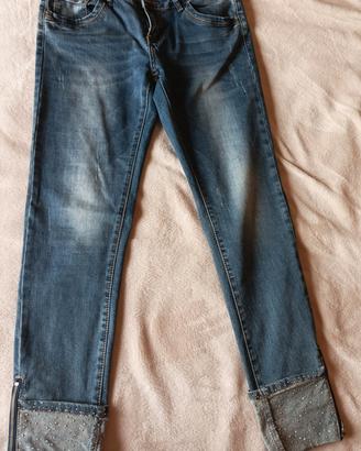 Jeans Farfallina Gold con Strass e Zip - Taglia XL