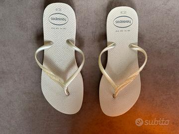 Havaianas slim n. 37/38  bianche con brillantini