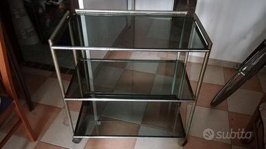 Carrello Porta TV Vetro e Ottone