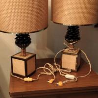 Due lampade abat jour Bergere bronzo e midollino