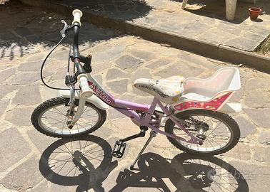 Bici da bambina, ruote da 16 pollici con cestino