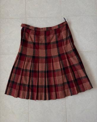 Gonna vintage a pieghe scozzese / tartan rossa