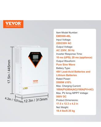 inverter ibrido Vevor 5 5kw 