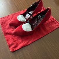 Scarpe modello decoltè in camoscio rosso misura 38