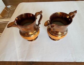 Coppia Brocche Antiche Lustro Rame Staffordshire