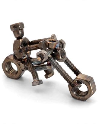 Scultura moto chopper inox fatta a mano