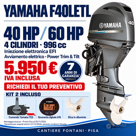 Yamaha F40LETL 40/60 4 cilindri 7 anni garanzia