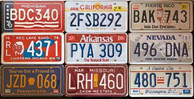 64 targhe auto USA in metallo – nuove e sigillate