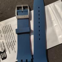 Cinturino blu navy nuovo, con fibbia Swatch, 19mm