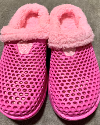 🌸 Zoccoli / Pantofole rosa con pelliccia interna