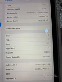 Ipad pro 11” 3a generazione 256gb nero