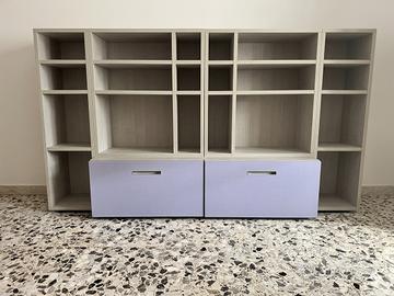 Libreria con cassetti contenitori e scrivania