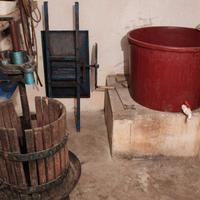 Torchio spremitura + pigiatrice uva + catino