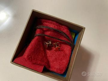 ORECCHINI DODO CUORE ORO ROSA CON DIAMANTE NERO