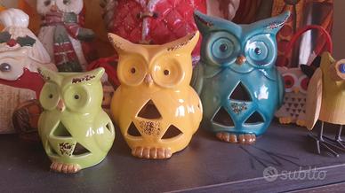 Portacandele/ soprammobili gufi