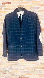 Giacca blu a quadri elegante