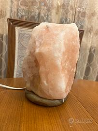 Lampada di sale rosa Himalaya con base in legno