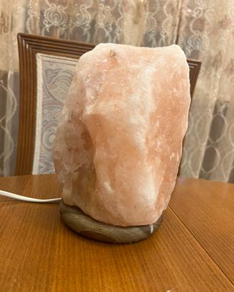 Lampada di sale rosa Himalaya con base in legno